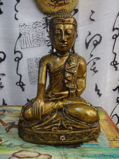 statuetta budda legno